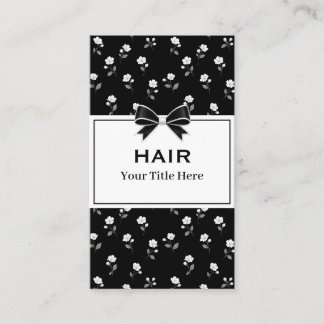 Schwarz-weißes Blumen-Friseursalon-Friseur-Stylist Visitenkarte