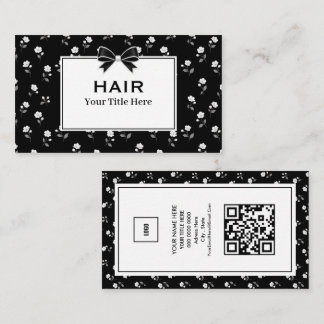 Schwarz-weißes Blumen-Friseursalon-Friseur-Stylist Visitenkarte
