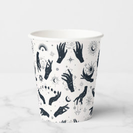 Schwarz-weißes Boho Moon-Muster Pappbecher