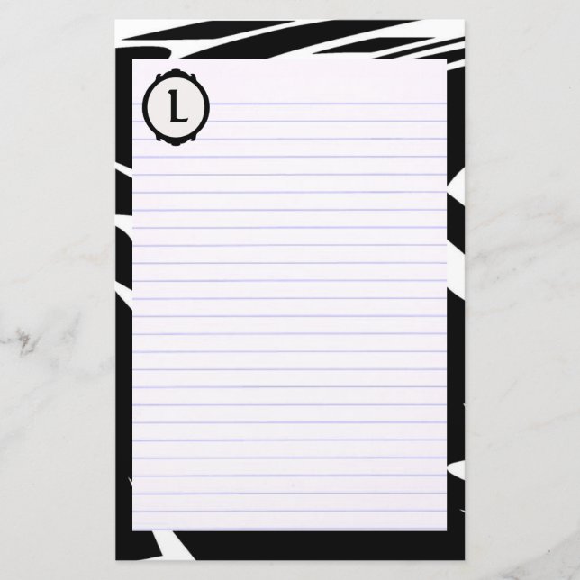 Schwarz-weißes Briefpapier mit Monogramm (Vorderseite)