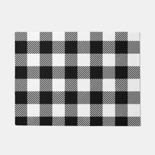 Schwarz-weißes Büffel-Karo-Gingham-Entwurfs-Must Fußmatte