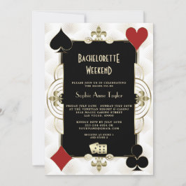 Schwarz-weißes Casino Bacheloretto Einladung