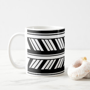 Schwarz-weißes Chevron-Streifenmuster  Kaffeetasse