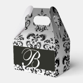 SCHWARZ-WEISSES DAMASK WEDD MONOGRAM Elegante Geschenkschachtel