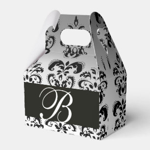 SCHWARZ-WEISSES DAMASK WEDD MONOGRAM Elegante Geschenkschachtel