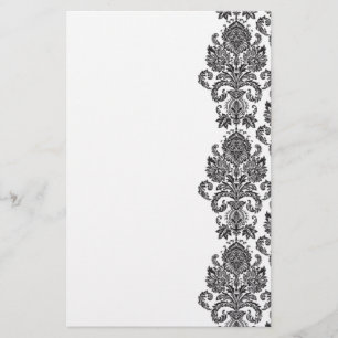 Schwarz-weißes Damast-Briefpapier Briefpapier