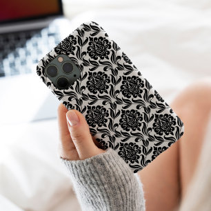 Schwarz-weißes Damastmuster Case-Mate iPhone Hülle