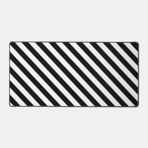 Schwarz-weißes Design der Diagonalstreifen Schreibtischunterlage