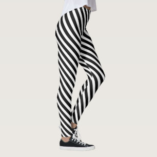 Schwarz-weißes diagonales Streifen Leggings