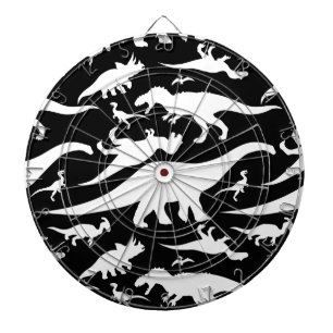 Schwarz-weißes Dinosaurier-Muster Dartscheibe
