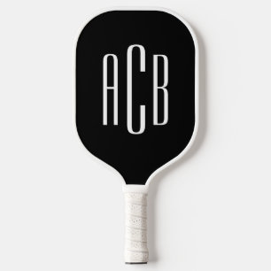 Schwarz-weißes, dreibuchstabiges Monogramm Retro-K Pickleball Schläger