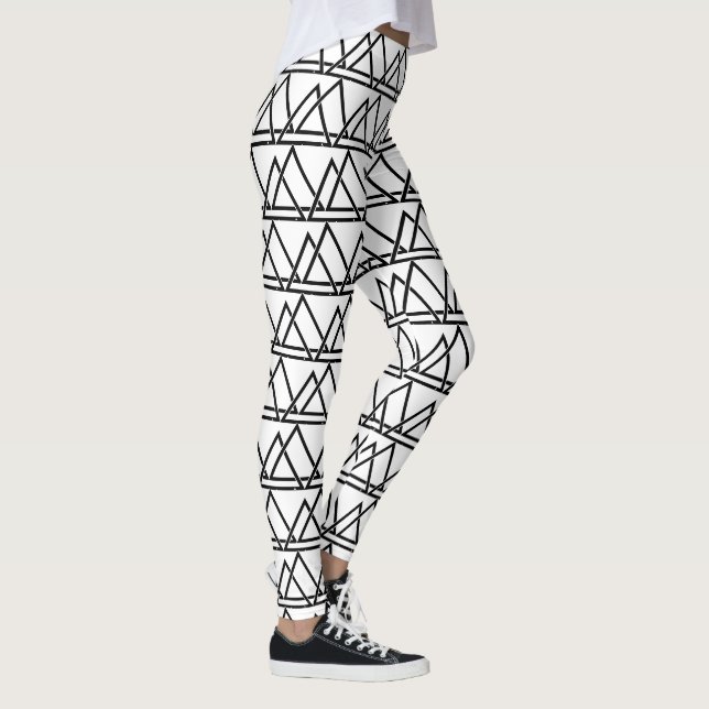 Schwarz-weißes Dreieck Geometrie Leggings (Rechts)