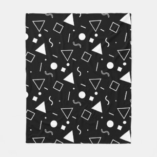 Schwarz-weißes Dreieck-Quadrat-Muster Fleecedecke