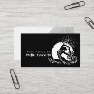 Schwarz-weißes einbeiniges Yoga-Pose-Logo von King Visitenkarte