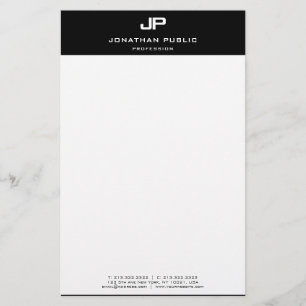 Schwarz-weißes elegantes Template Personalisiert m Briefpapier