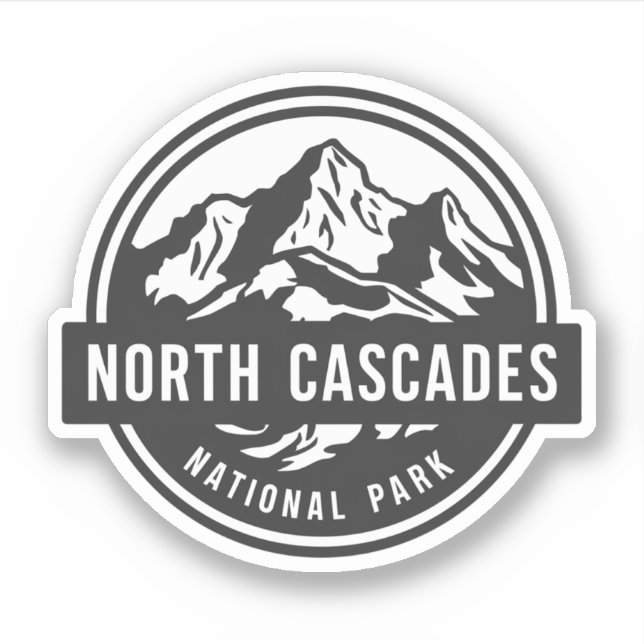 Schwarz-weißes Emblem im Nationalpark North Cascad Aufkleber (Vorderseite)
