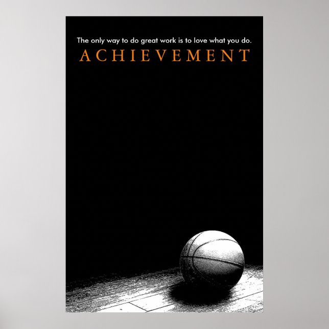 Schwarz-weißes Erreichen Motivierend Basketball Poster (Vorne)