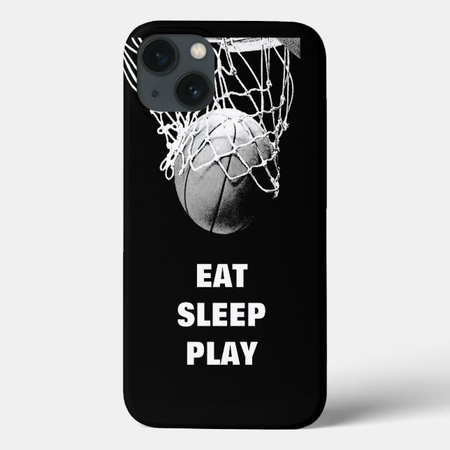 Schwarz-weißes Essen Schlafen Basketball Motiviere Case-Mate iPhone Hülle (Rückseite)