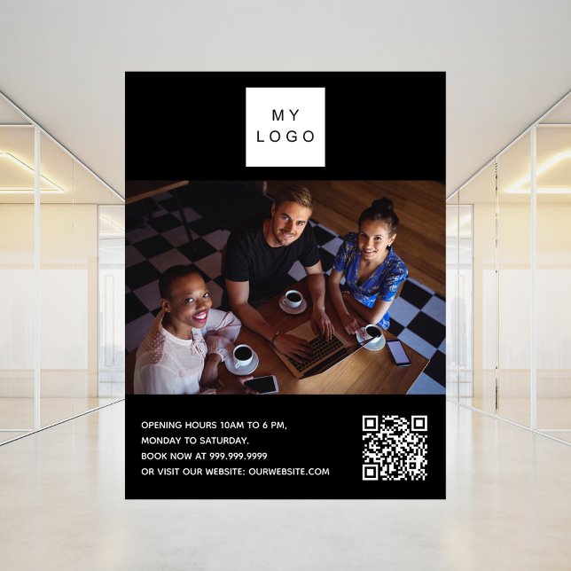 Schwarz-weißes Firmenlogo Foto: QR-Code willkommen Poster (Von Creator hochgeladen)