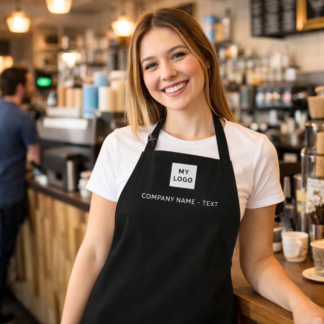 Schwarz-weißes Firmenlogo Schürze (Von Creator hochgeladen)