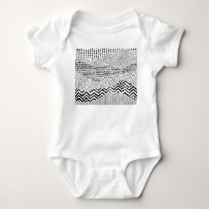 Schwarz-weißes Flechtwerk Baby Strampler