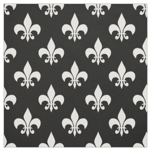 Schwarz-weißes Fleur-de-lis Textil Stoff
