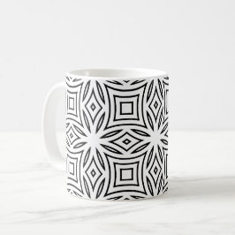 Schwarz-weißes florales geometrisches Muster Kaffeetasse