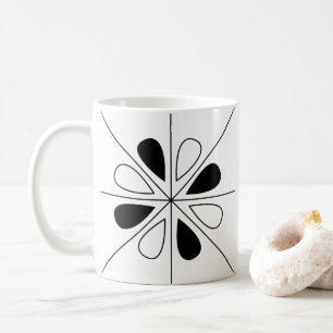 Schwarz-weißes florales geometrisches Muster  Kaffeetasse