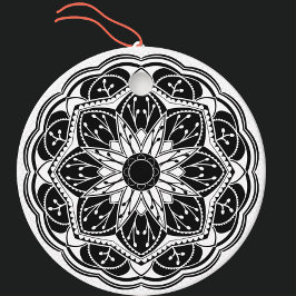 Schwarz-weißes florales Mandala  Geschenkanhänger