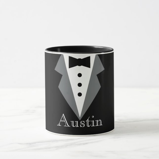 Schwarz-weißes formales Tuxedo Personalisiert Tasse (Zentrum)