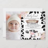 Schwarz-weißes Foto Boho Floral Heilige Kuh Geburt