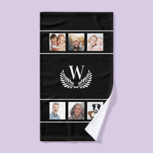 Schwarz-weißes Foto Collage Monogramm erste klassi Handtuch