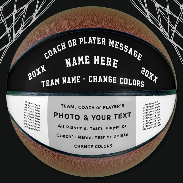 Schwarz-weißes Foto für Trainer Basketball (Basketball senior night gifts. Best Gifts for basketball coaches. Basketball Players Names. Photo)