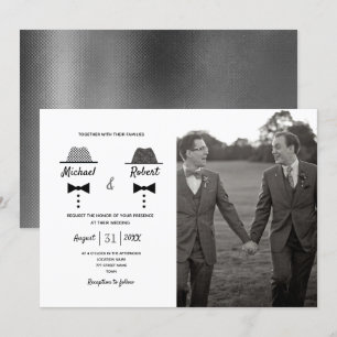 Schwarz-weißes Foto Gay Wedding Einladung