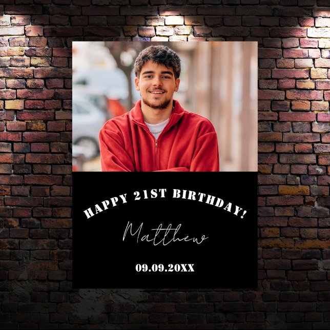 Schwarz-weißes Foto Geburtstagsfeier Poster (Von Creator hochgeladen)