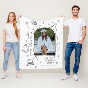 Schwarz-weißes Foto Graduate Fleecedecke