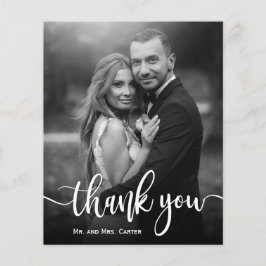 Schwarz-weißes Foto Hochzeit Danke Karte
