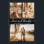 Schwarz-weißes Foto Hochzeit Danke Karte<br><div class="desc">Budget, Elegant, modern, Hochzeit 3 Foto Collage Hand Dankeschön Ihnen personalisiert günstige preiswerte DIN Card Flyer. Minimalistische Hochzeit danke Karte Vorlage mit (3) drei Foto auf der Vorderseite und ein Foto auf der Rückseite. ***BEACHTE! *** SCROLL NACH UNTEN FÜR WEITERE INFO! *** Mit dem Text "Liebe und Dank" in einem...</div>