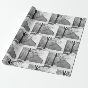 Schwarz-weißes Fotografieren des Frühschneefalls Geschenkpapier
