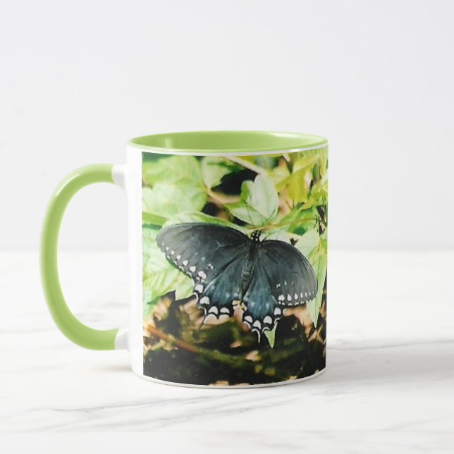 Schwarz-weißes Frack Butterfly Foto Tasse (Links)