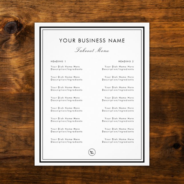 Schwarz-weißes Frame Border Restaurant Café Ausfah Flyer (Von Creator hochgeladen)