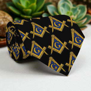 Schwarz-weißes Freimaurer-Muster Krawatte