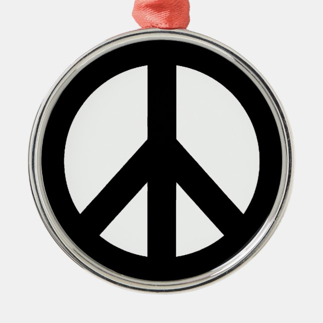 Schwarz-weißes Friedenszeichen Ornament Aus Metall (Vorne)
