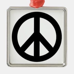 Schwarz-weißes Friedenszeichen Silbernes Ornament