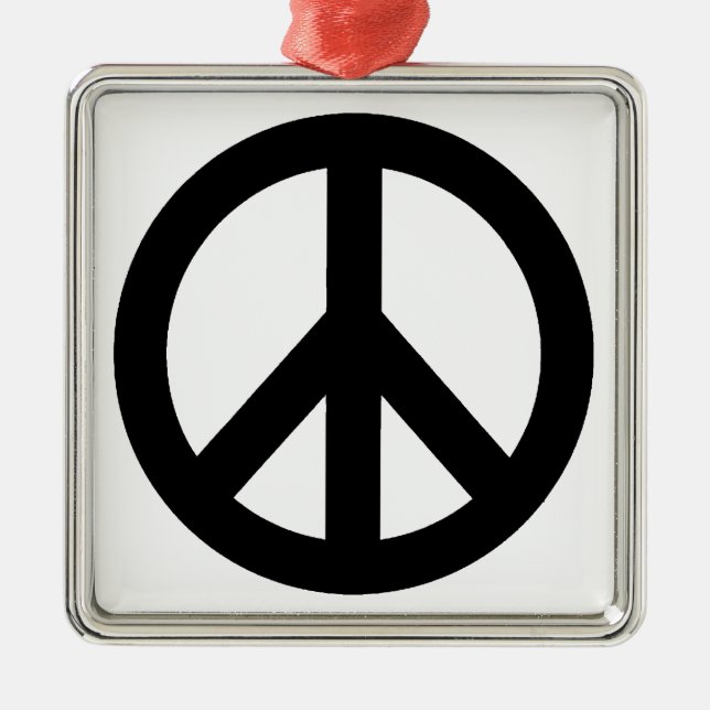 Schwarz-weißes Friedenszeichen Silbernes Ornament (Vorne)