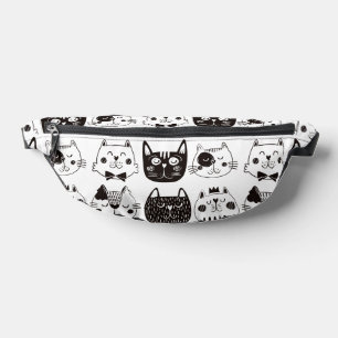 Schwarz-weißes Funny Cat Faces Muster Bauchtasche