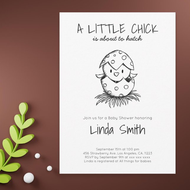 Schwarz-weißes Gender Neutral Bird Baby Dusche Einladung (Black White Gender Neutral Bird Baby Shower Invitation )