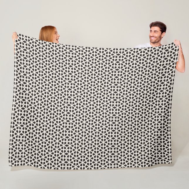 Schwarz-weißes geometrisches Blumenmuster-Fleece-D Fleecedecke (Beispiel)