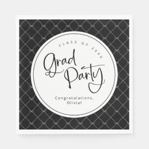 Schwarz-weißes geometrisches Bow Muster Grad Party Serviette