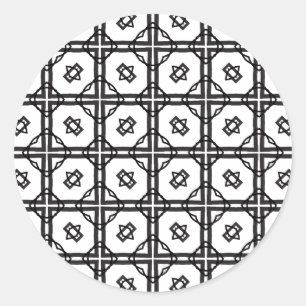 Schwarz-weißes geometrisches Doppelgitter Runder Aufkleber